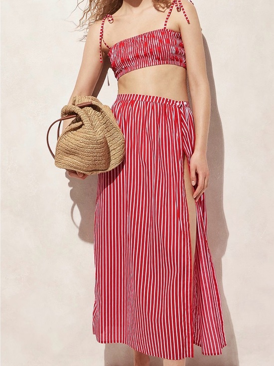 J. Crew Dresses & Skirts - J Crew Americana Red and White Striped Two-Piece Lightweight Cotton Set